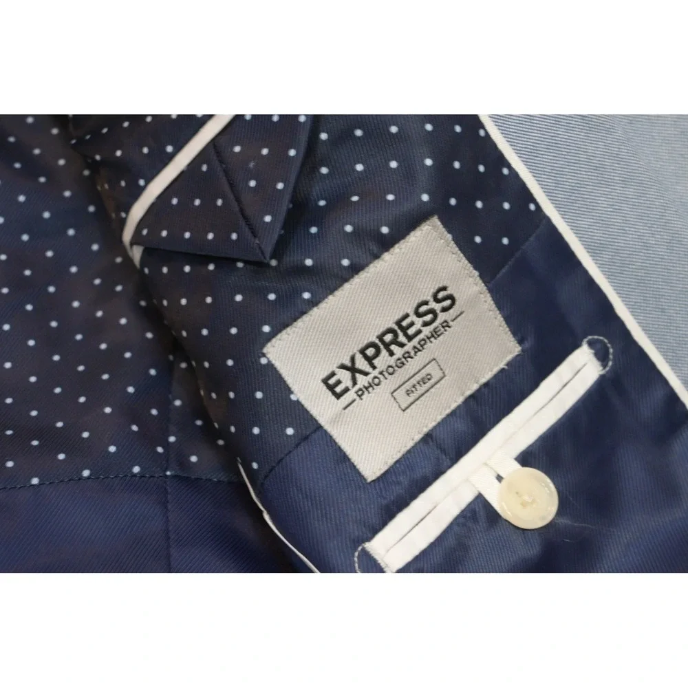 Express Blazer Mens 36S Light Blue Two Button Notch Lapel Slim Fit